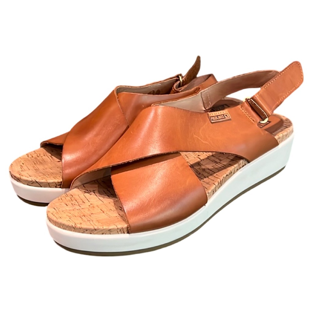 PIKOLINOS Tan Leather Slingback Sandals
